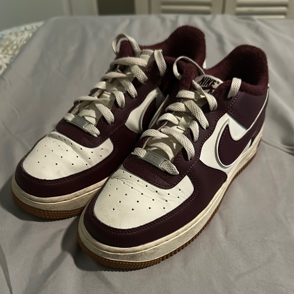 Nike AF1 Maroon and White Shoes